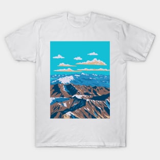 The Andes Mountain or Andean Mountain Range in Chile and Argentina WPA Art Deco Poster T-Shirt